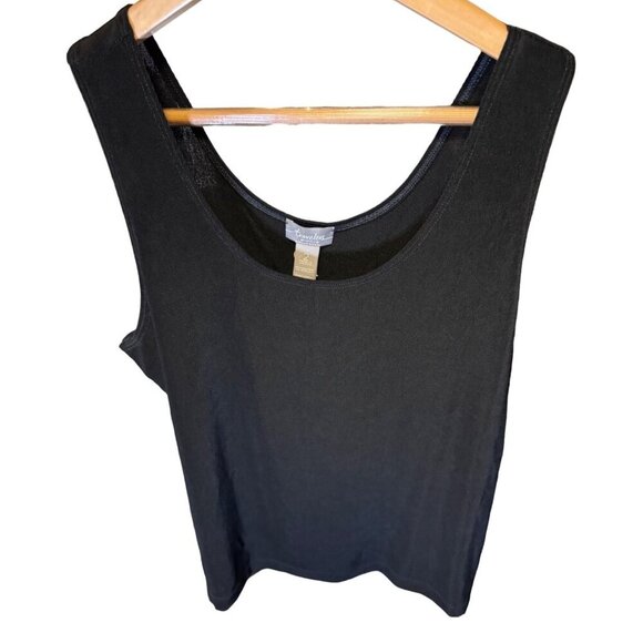 Chico's Travelers Black Scoop Neck Sleeveless Tank Top Sz L - Picture 1 of 8